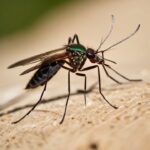 Person examining a mosquito bite on their arm closely outdoors.