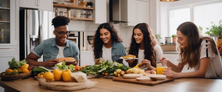 Teenager watching healthy food video on TikTok on their smartphone.
