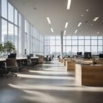 Businessperson working on a business plan at a desk with laptop and notes.