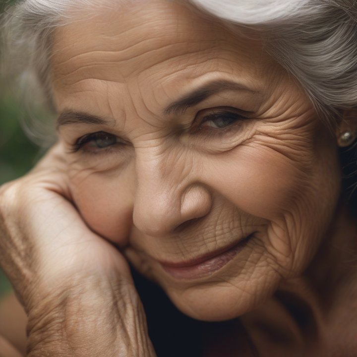 Close-up of wrinkled skin on an elderly person's face.