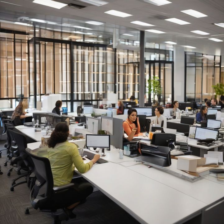 Employees participating in a staff training session with a presenter.