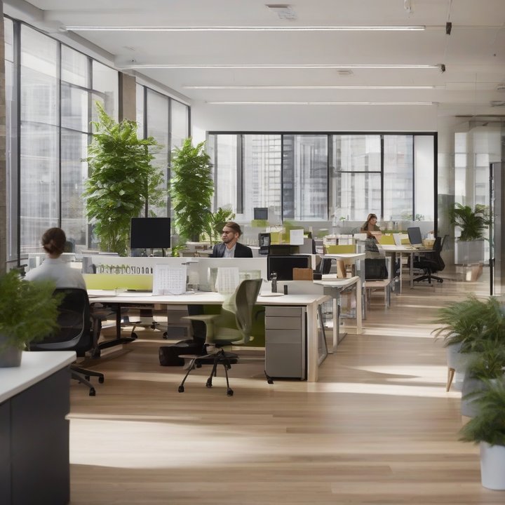 Employees working at desks with laptops and smiling during a four-day work week.