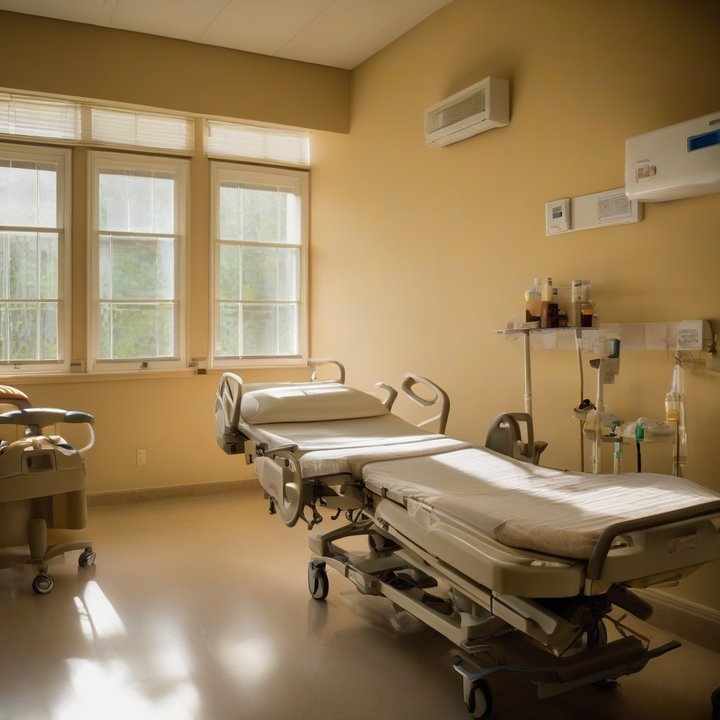 Healthcare worker comforts elderly patient in hospice care setting.