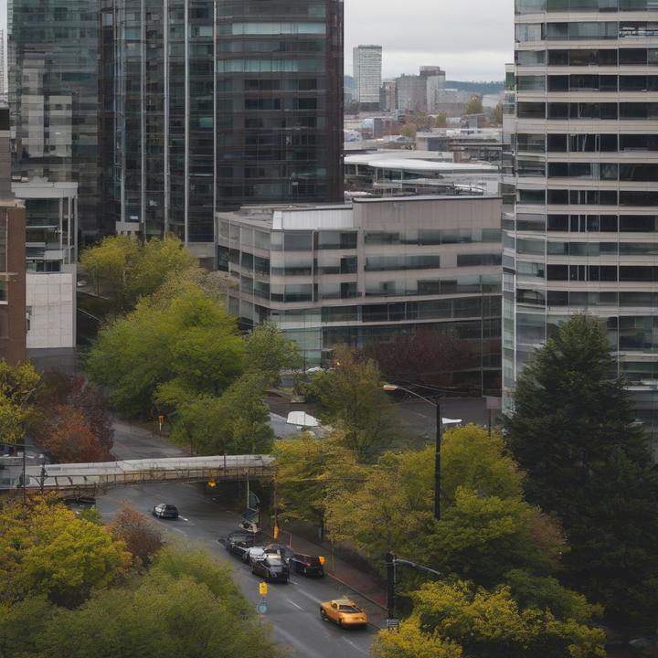 Researchers measuring noise levels on a busy Portland street corner.